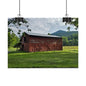 Rustic Red Barn Poster - Scenic Mountain Farmhouse Wall Art