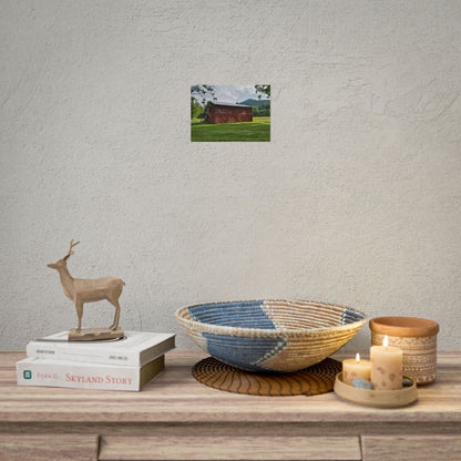 Rustic Red Barn Poster - Scenic Mountain Farmhouse Wall Art