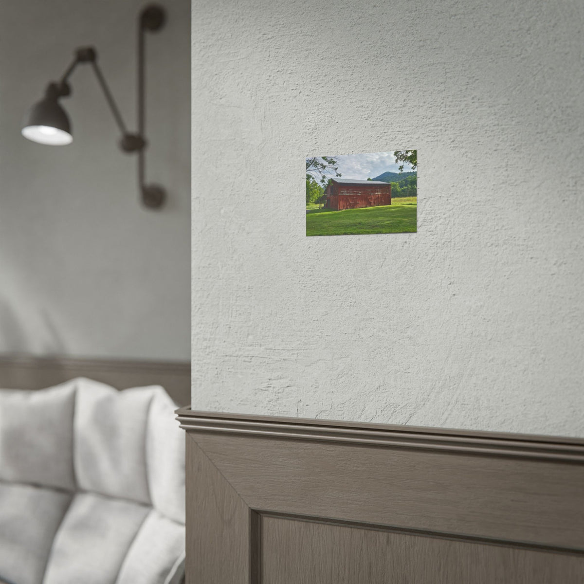 Rustic Red Barn Poster - Scenic Mountain Farmhouse Wall Art